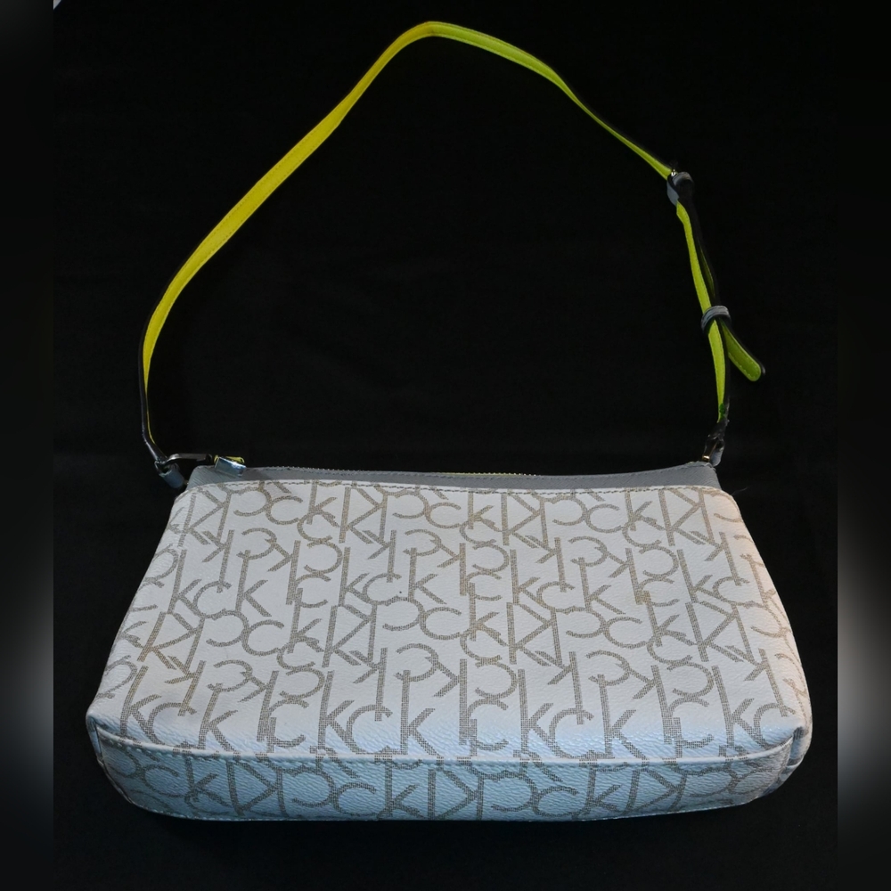 Calvin Klein Crossbody Women's Logo (CK), Bone, Neon Yellow & Gray Bag